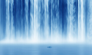 流水生財瀑布背景墻