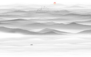 水墨群山背景圖