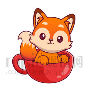 茶杯中的可愛小狐貍