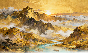 金山山水畫背景墻