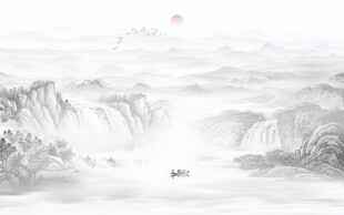 中式山水屏風(fēng)畫(huà)