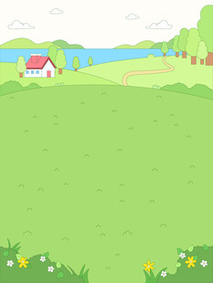 卡通春季鄉(xiāng)村田園湖泊自然風(fēng)景