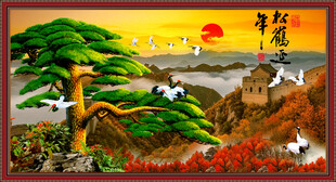 迎客松長城山水背景墻