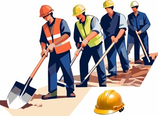 建筑工人團(tuán)隊(duì)開展施工工作