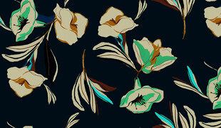 黑色底花卉植物圖案設(shè)計(jì)