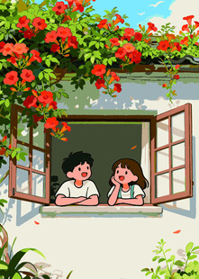 窗邊孩童賞景的溫馨畫面