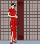 穿红色旗袍的女人