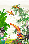如意吉祥花鸟PSD分层模板