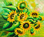手绘油画向日葵