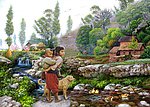 油画风景 山村风景