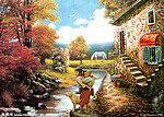 油画风景 山村油画