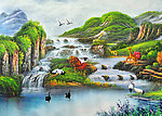 油画风景 漂亮的山水油画
