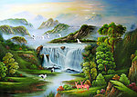 油画风景 漂亮的山水油画