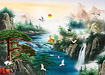 油画风景 漂亮的山水油画