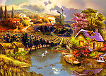 油画风景 山村油画