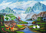油画风景 漂亮的山水油画