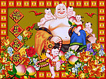 福星高照年画立体画序列图