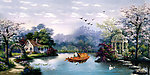 油画风景 山村油画