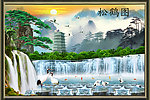 瀑布松鹤图