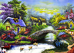 油画风景 山村油画