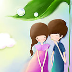 无框画 唯美爱情情侣插画