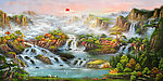 油画风景 漂亮的山水油画