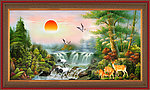 油画风景 漂亮的山水油画