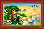 油画 迎客松
