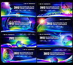 紫色 黄色 绿色 蓝色 时尚 科技展板