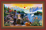 油画 山村水乡