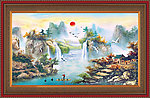 油画 漂亮的山水油画