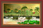 油画 天鹅湖