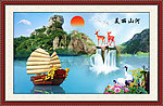 山水画美丽山河