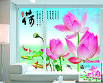 荷花移门