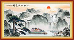 国画 迎客松 江山如画