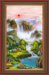 油画 聚宝盆山水油画