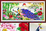 孔雀 牡丹 风景画