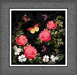 玫瑰蝴蝶精品无框画