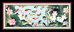 鱼戏荷塘 九鱼图 鱼福图 国画荷花