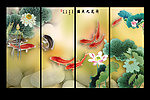 荷花条屏