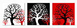 黑白红树景无框画