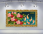 花开富贵山水画