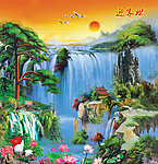 迎客松油画装饰