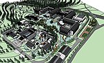 现代中式建筑群会模型
