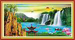 瀑布山水画