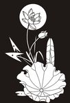 荷花 莲花 黑白图