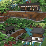 中式古建筑景观SU草图
