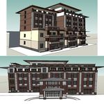 中式旅馆建筑SU模型