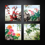 梅兰竹菊无框画图片