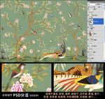 高清大型壁画手绘花鸟
